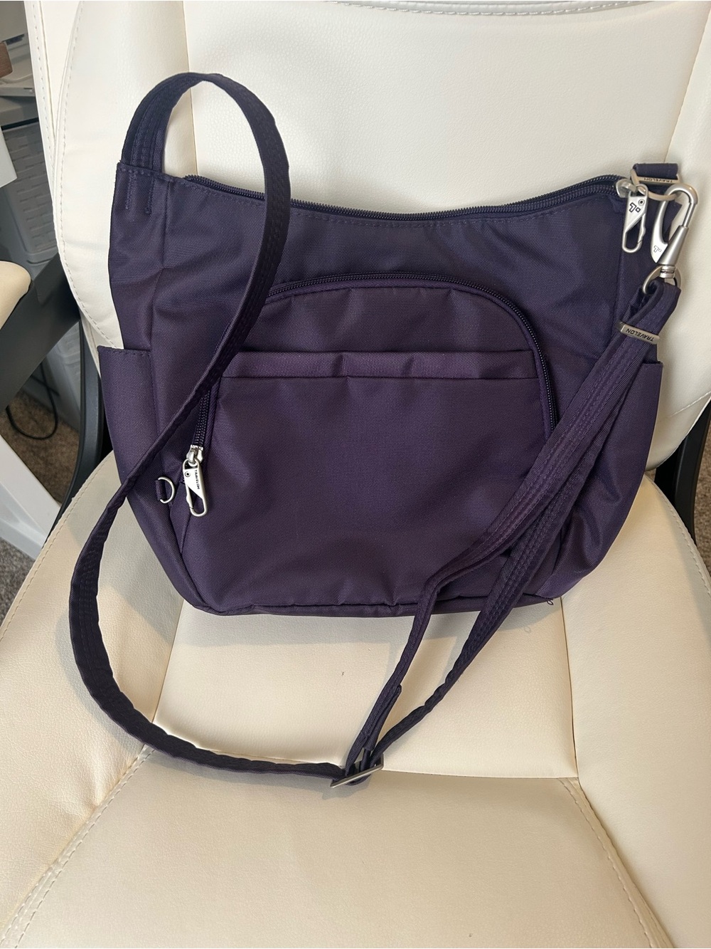 Travelon Anti-Theft Crossbody Bucket Bag, Plum